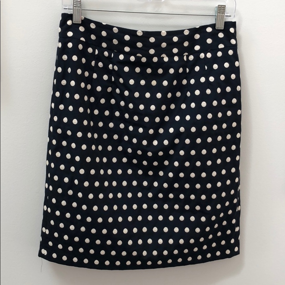 Banana Republic navy/cream polka dot pencil skirt